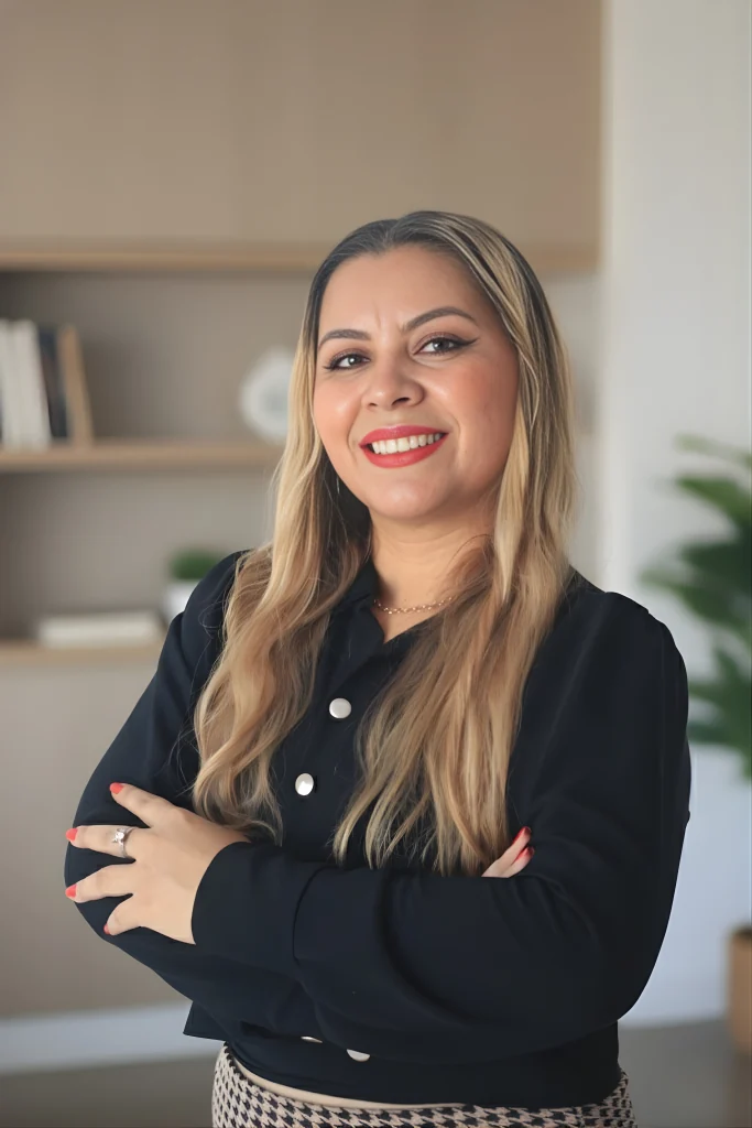 A psicóloga Avenide Martins sorrindo em ambiente profissional